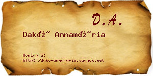 Dakó Annamária névjegykártya